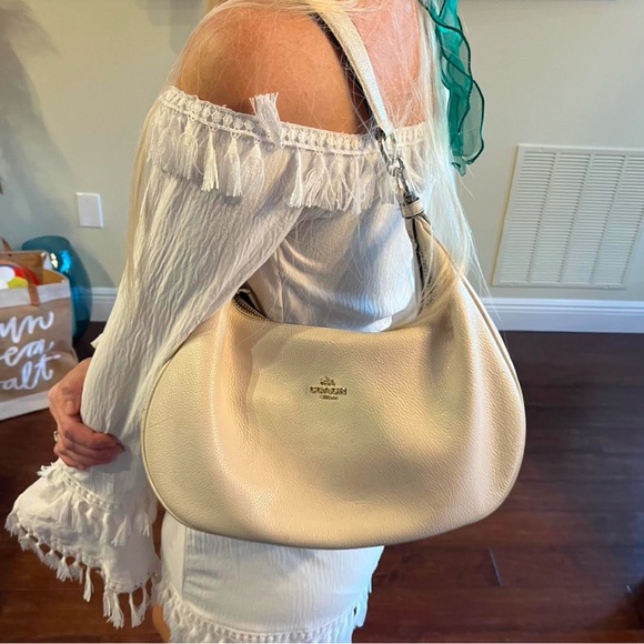 Eggshell White leather slouchy y2k coach hobo bag - Picture 1 of 2